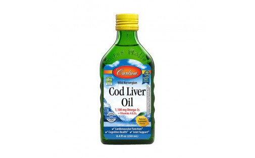 Cod Liver Oil 1,100 mg Omega-3s + Vitamins A & D3 (250 ml, pure)