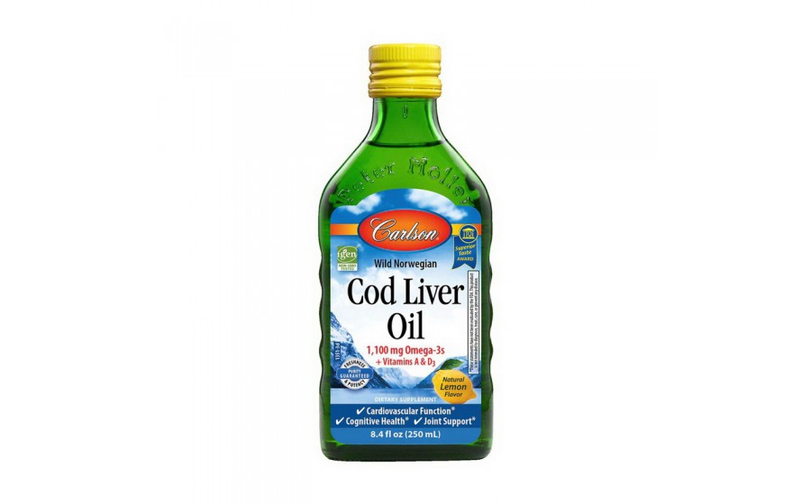 Cod Liver Oil 1,100 mg Omega-3s + Vitamins A & D3 (250 ml, pure)