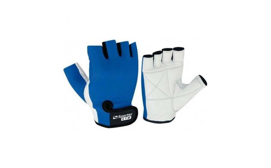 Weightlifting Gloves White-Blue (M size)