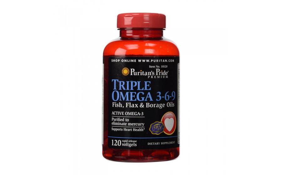 Triple Omega 3-6-9 Fish, Flax & Borage Oils (120 softgels)