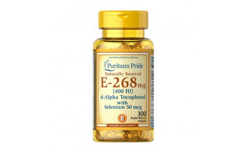 Vitamin E-268 mg natural (400 IU) alpha tocopheryl with selenium 50 mcg (100 softgels)