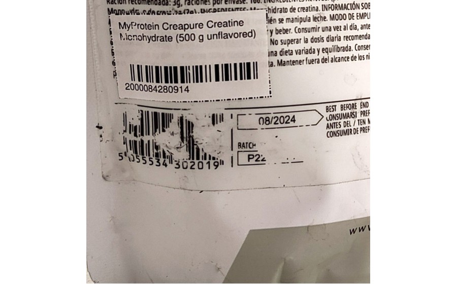 MyProtein Creapure Creatine Monohydrate (500 g unflavored) Брак упаковки (500 g, unflavored)