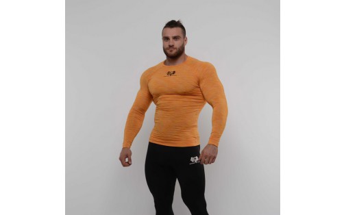 Компрессионный лонгслив меланж Sportfaza Premium Orange (S size)