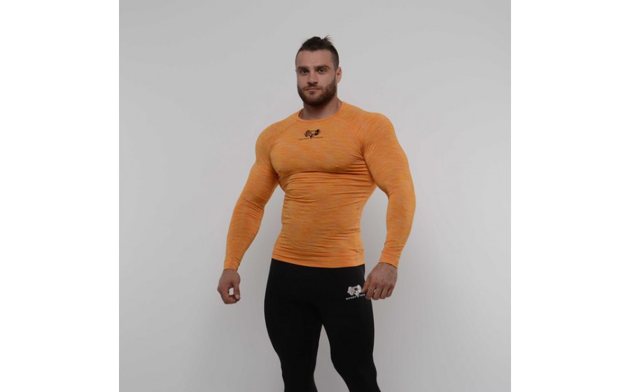 Компрессионный лонгслив меланж Sportfaza Premium Orange (S size)