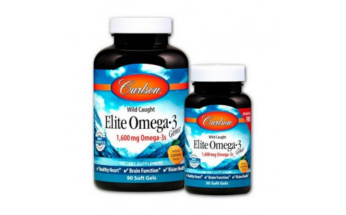 Elite Omega 3 1,600 mg wild caught (90+30 soft gels, lemon)