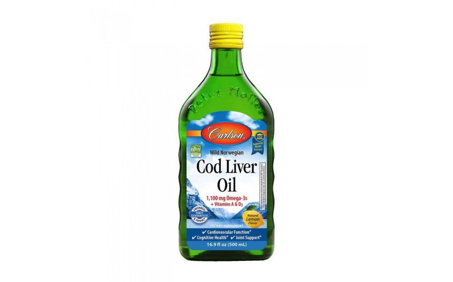 Cod Liver Oil 1,100 mg Omega-3s + Vitamins A & D3 (500 ml, pure)