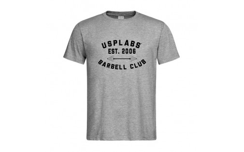 Barbell Club Fitted T-Shirt (L size, grey/black)