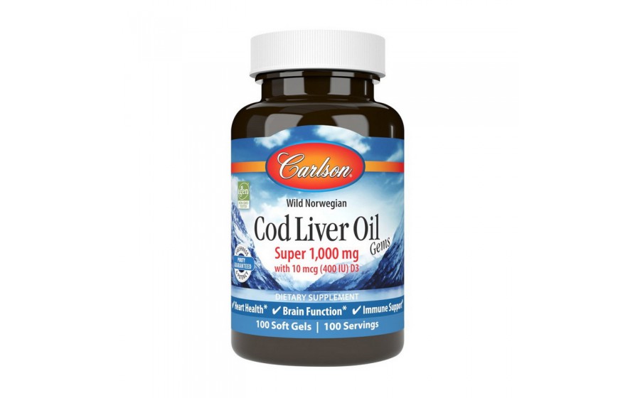 Cod Liver Oil Super 1,000 mg With 10 mcg (400 IU) D3 wild norwegian (100 soft gels)