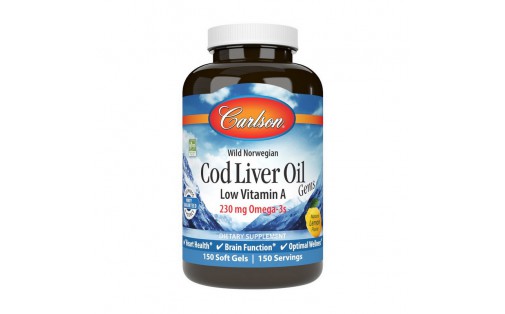 Cod Liver Oil Low Vitamin A 230 mg Omega-3s wild norwegian (150 soft gels, lemon)