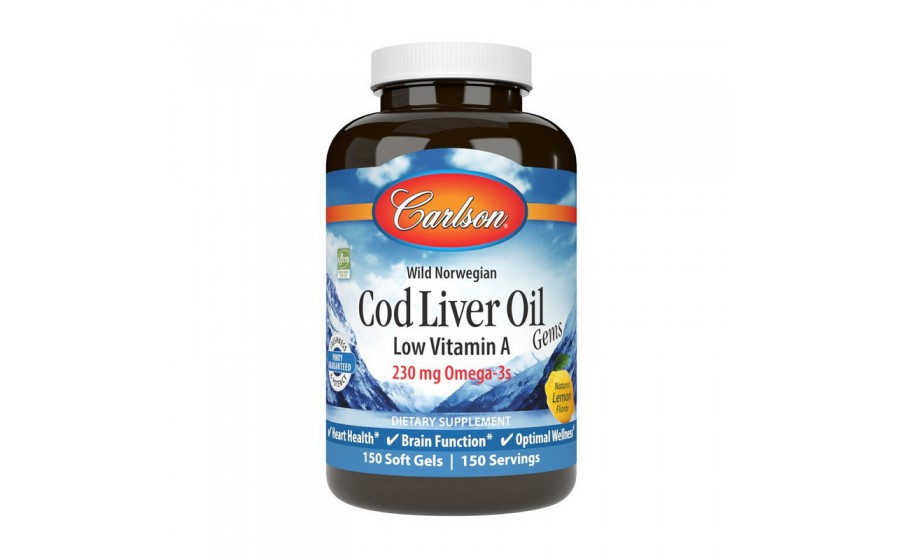 Cod Liver Oil Low Vitamin A 230 mg Omega-3s wild norwegian (150 soft gels, lemon)