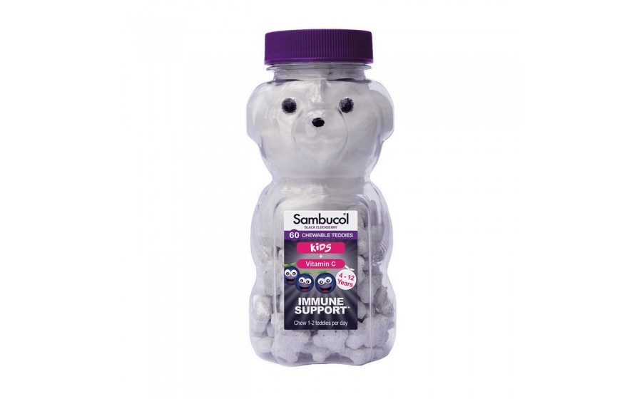 Black Elderberry Chewable Teddies For Kids + Vitamin C (60 chew teddies)