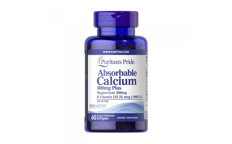 Absorbable Calcium 600 mg Plus Magnesium 300 mg & Vitamin D3 25 mcg (60 softgels)