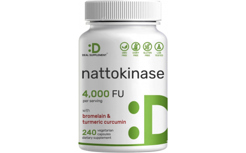 Deal Supplement Nattokinase 4000 FU with Bromerian & Turmeric Curcumin (240 caps)